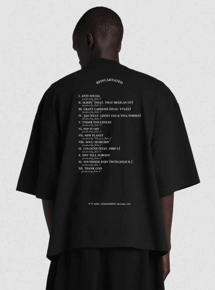 7.5oz Heavyweight "RR" Track-list Mens Oversized Tee
