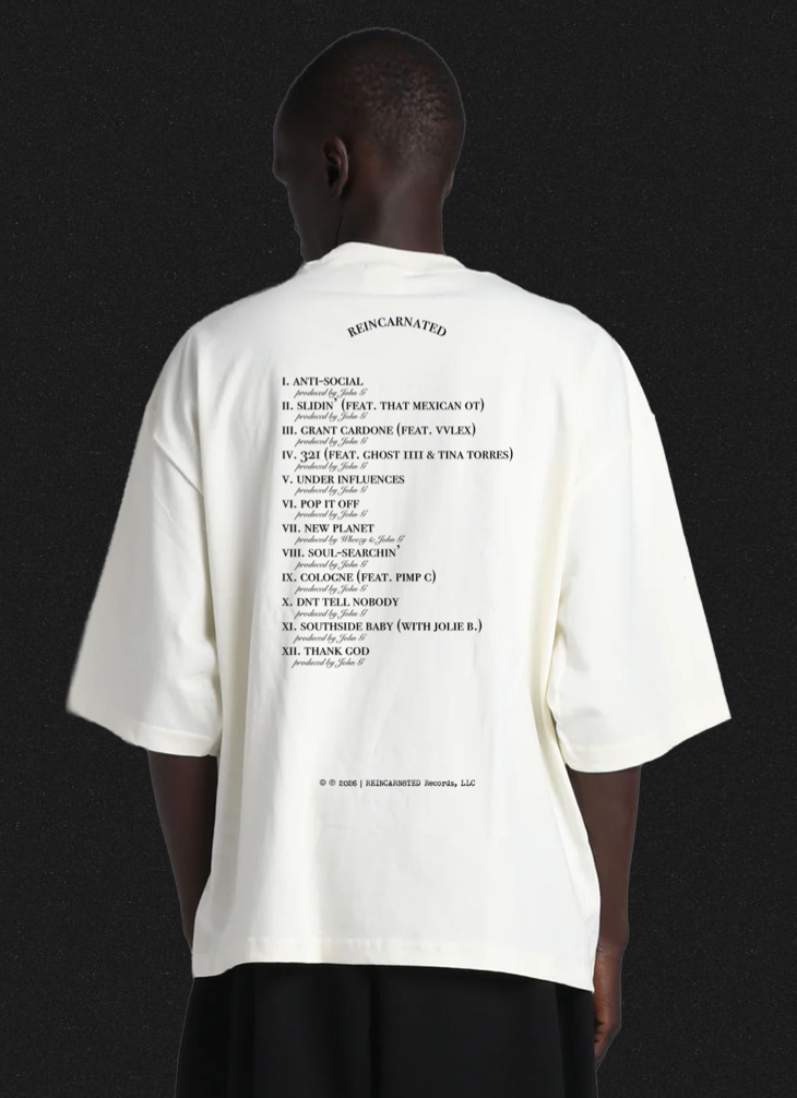 7.5oz Heavyweight "RR" Track-list Mens Oversized Tee