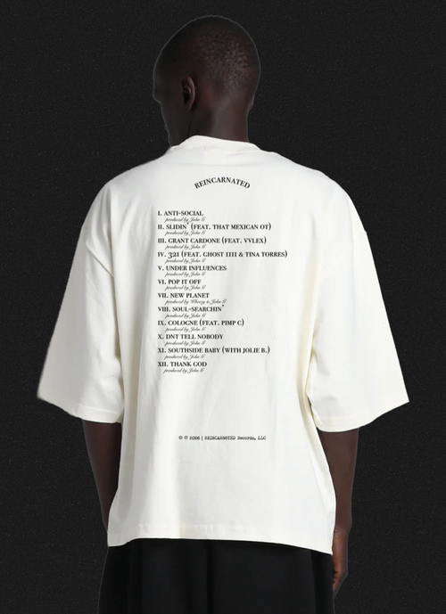 7.5oz Heavyweight "RR" Track-list Mens Oversized Tee